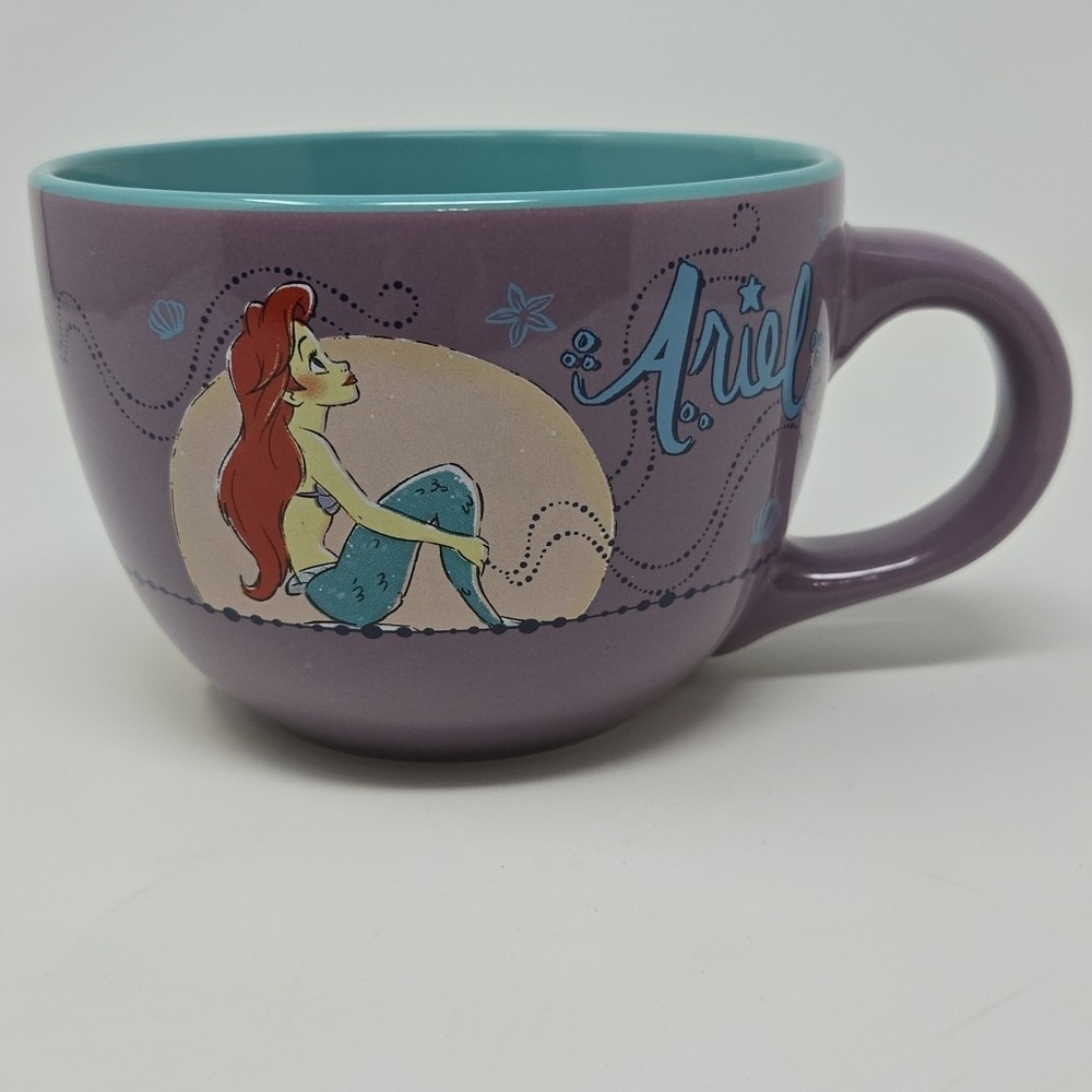 Disney Princess Little Mermaid Ariel Large 24 oz Ceramic Coffee‎ Soup Mug Purple